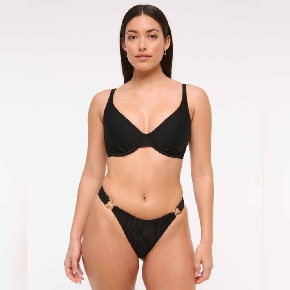 Abercrombie Curve Love High Apex Underwire Bikini Top And Swim Bottoms Medium